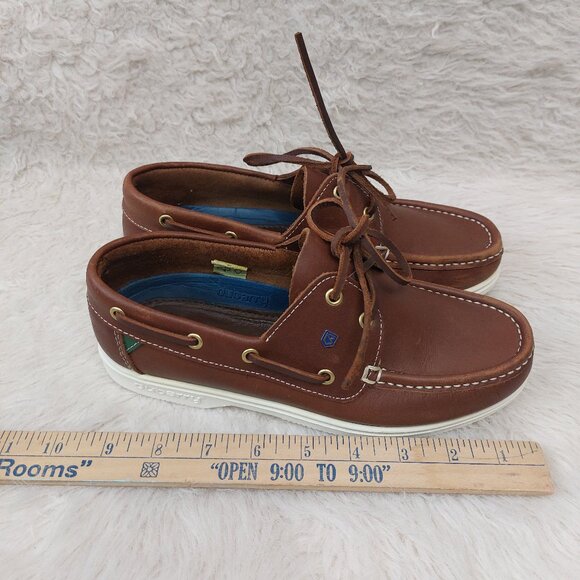 Duberry Boy's Admirals Brown Leather Deck Shoes US 4.5/EU 37.5 - Picture 4 of 8